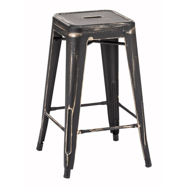 16.3" X 16.3" X 25.7" 2 Pcs Anti Black Gold Steel Counter Stool