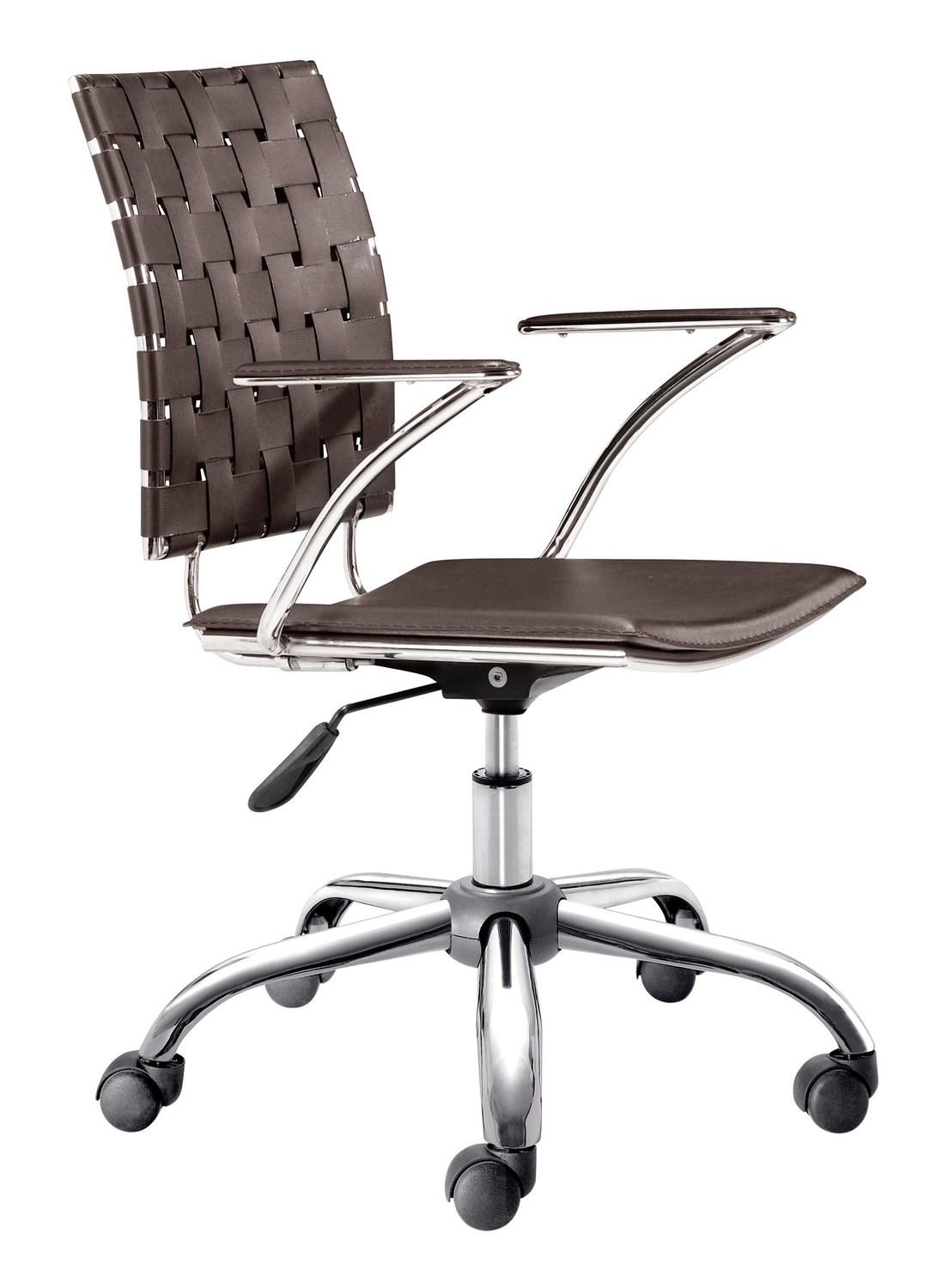 23" x 23" x 30" Espresso, Leatherette, Chromed Steel, Cross Office Chair