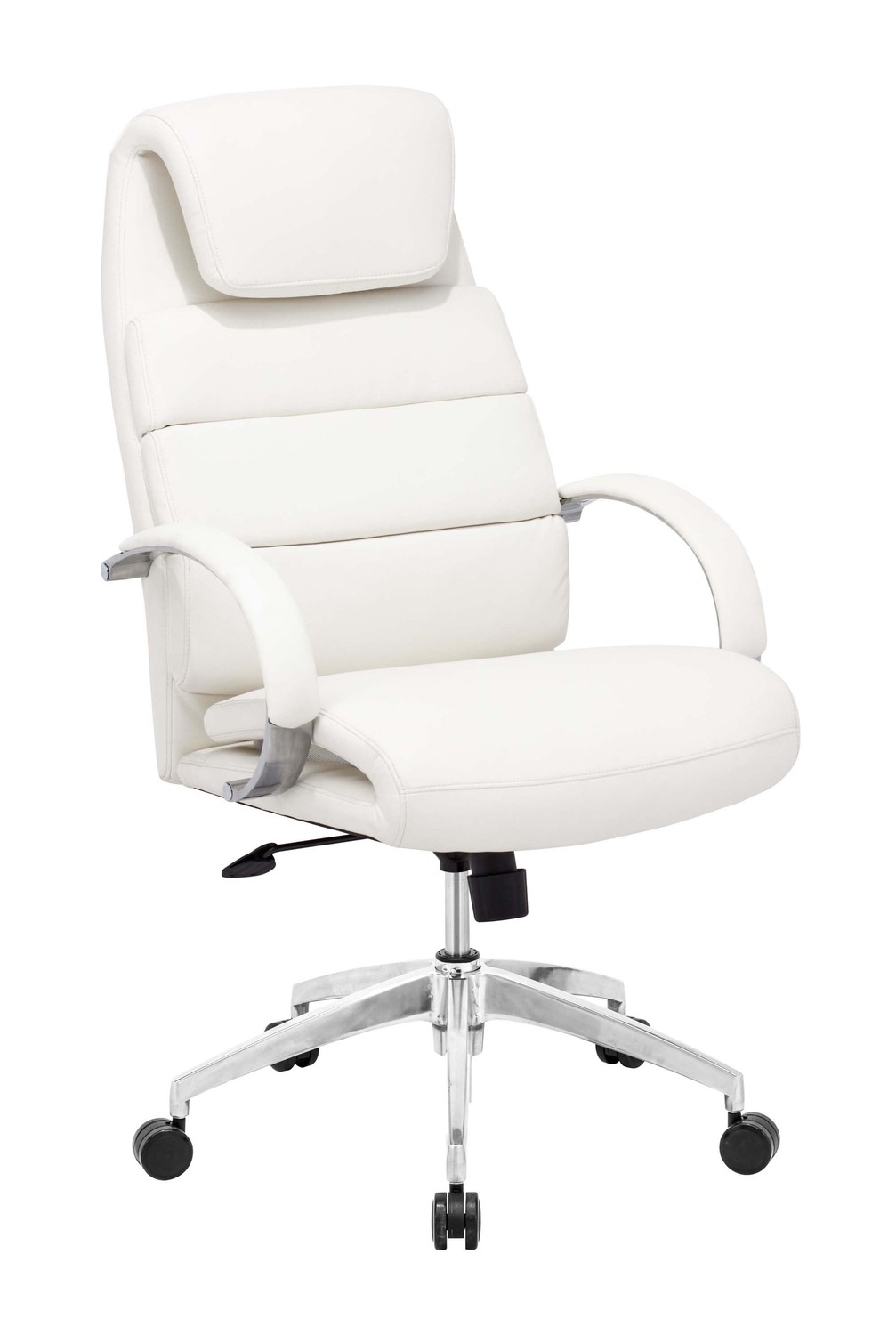 27.5" x 27.5" x 44.5" White, Leatherette, Polished Aluminum, Comfort Office Chair