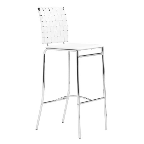 15" X 19" X 41" 2 Pcs White Leatherette Barstool