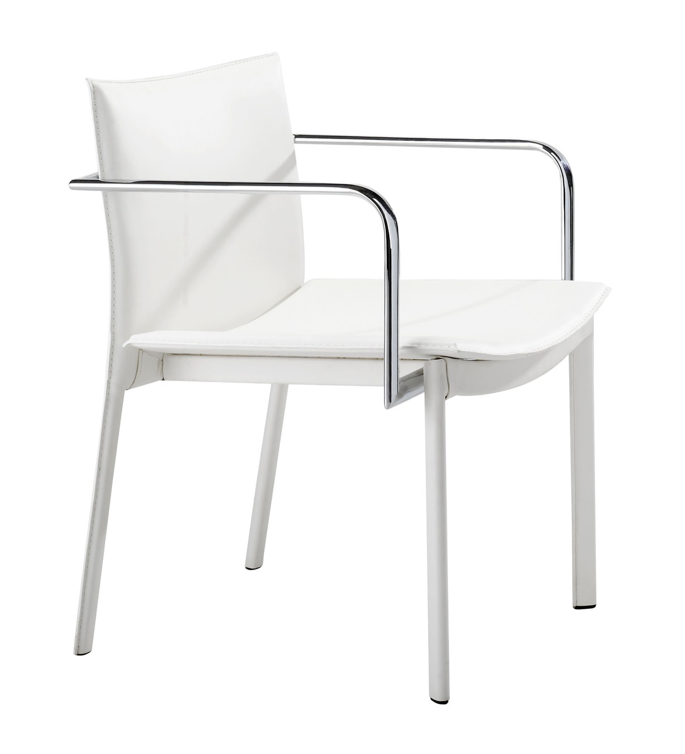 24" x 22" x 28" White, Leatherette, Chromed Steel, Conference Chair - Set of 2