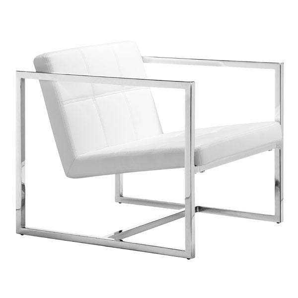 25" X 28.3" X 26.4" White Leatherette Chair