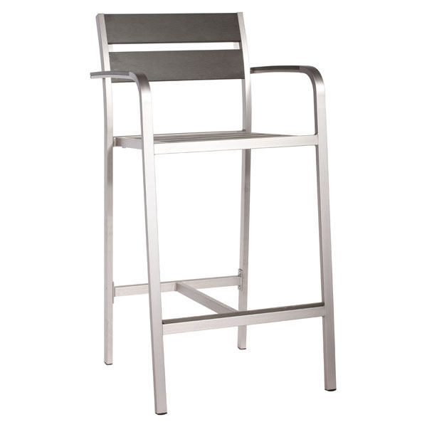 22.4" X 23" X 44" 2 Pcs Brush Aluminum Bar Arm Chair