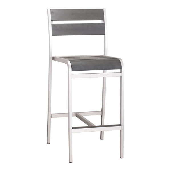 19.3" X 23" X 44" 2 Pcs Faux Wood Brushed Aluminum Bar Armless Chair