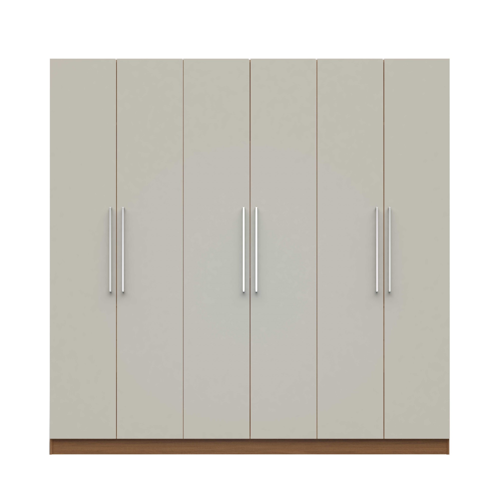 91" Maple Cream and Off White 3 Sectional Wardrobe with 4 Drawers and 6 Doors