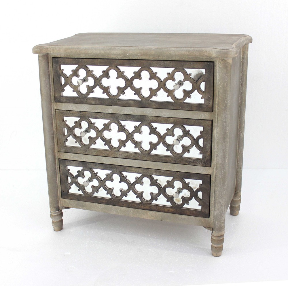 15" x 32" x 32" Brown, 3 Drawer, Wood, Mirror - Cabinet