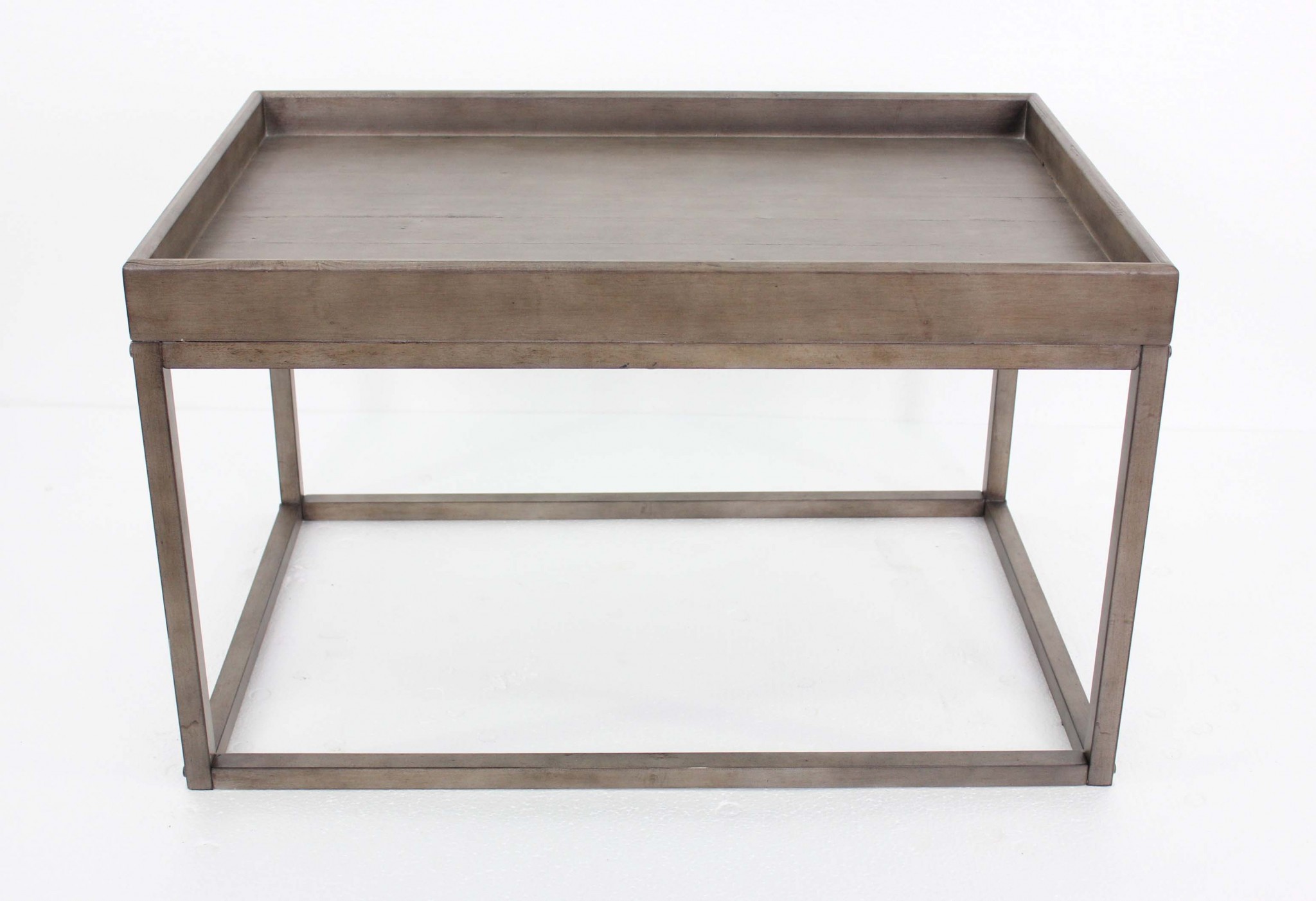 22.75" x 34.75" x 20.75" Brown/Dark Grey, Rustic - Accent Table With Rimmed Top