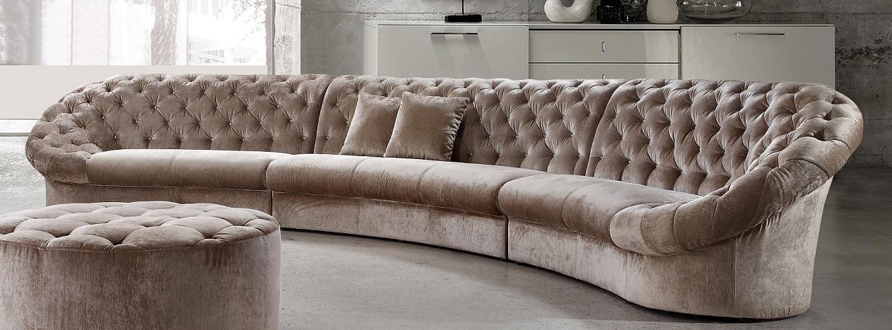 35" MDF and Velour Sectional Sofa