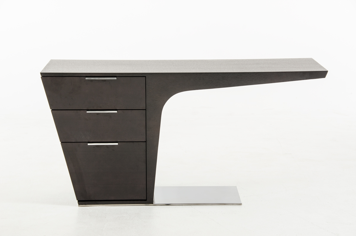 30" Wenge Veneer and Steel Office Desk