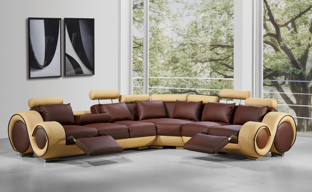31" Bonded Leather and Wood Sectional Sofa