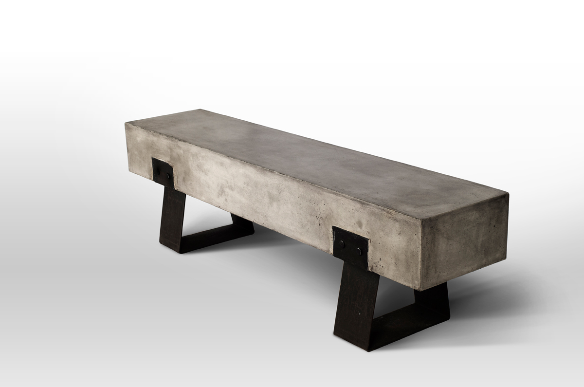 18" Concrete and Metal Bench