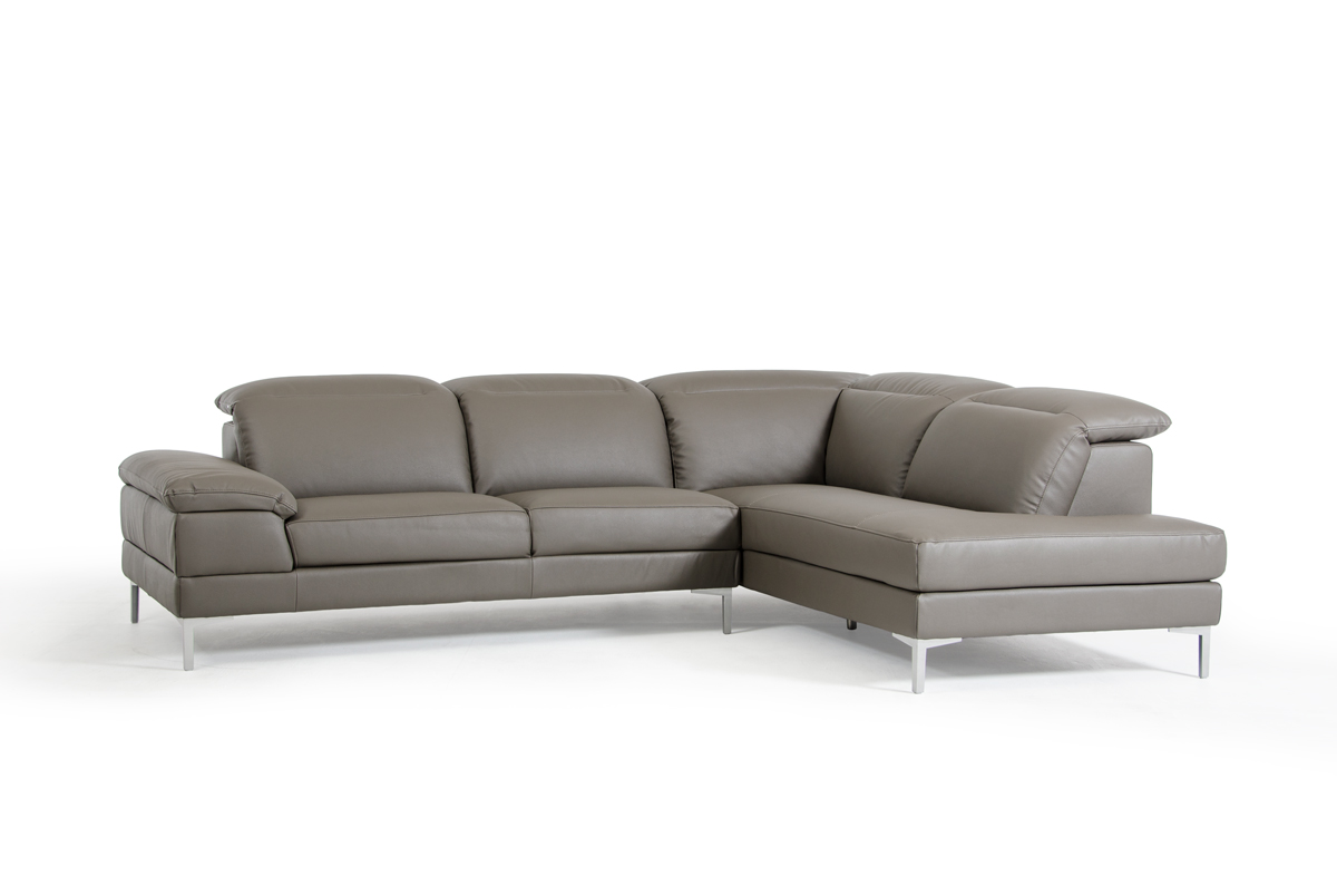 48" Grey Eco-Leather Wood Steel and Foam Sectional Sofa