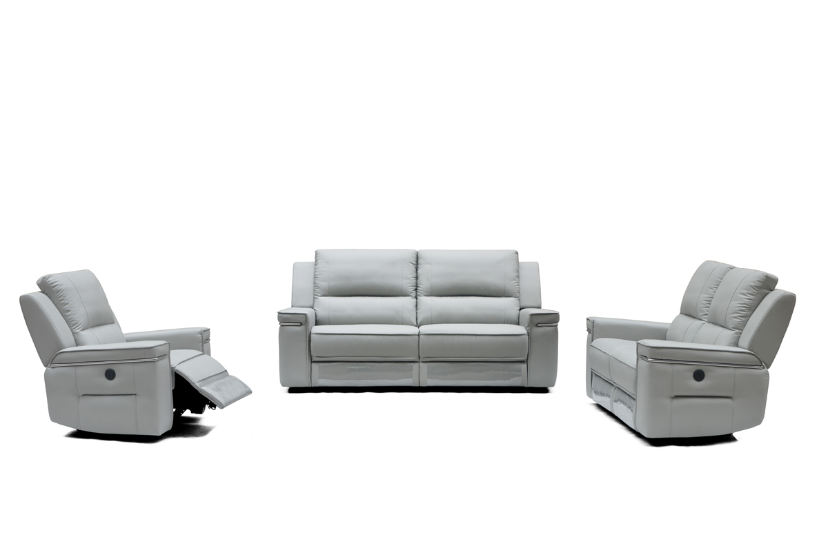 39" Grey Leatherette Foam Steel and Wood Sofa Set