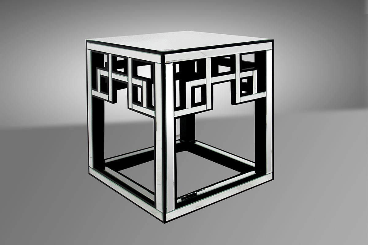 26" Mirrored Glass and MDF End Table