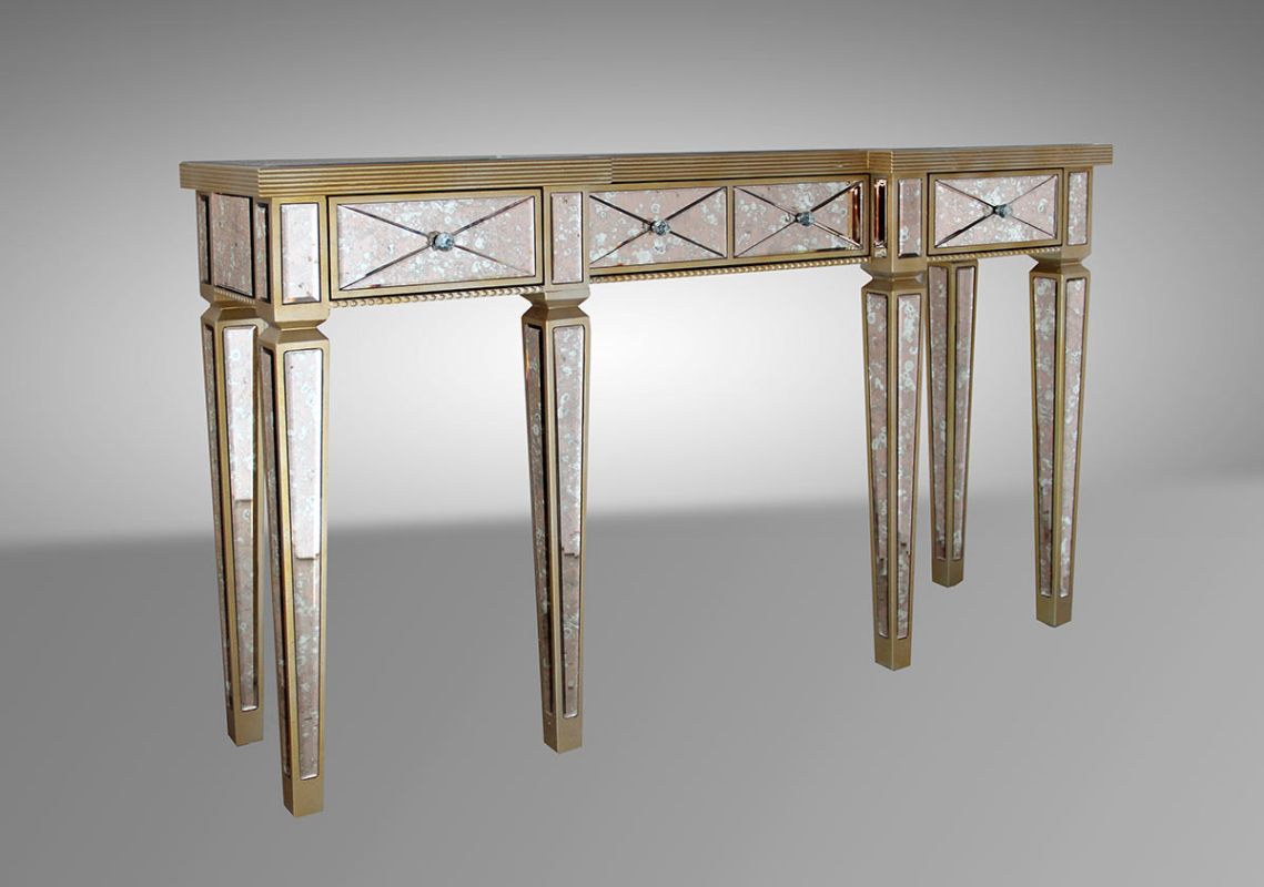 35" Mirrored Glass and MDF Console Table