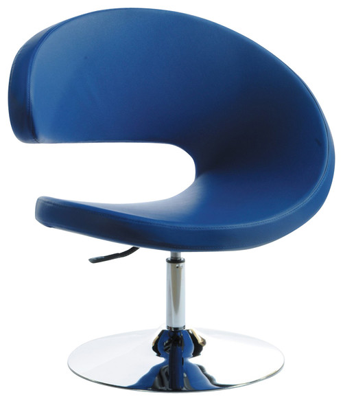 34" Blue Leatherette Lounge Chair