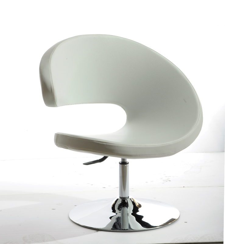 34" White Leatherette Lounge Chair