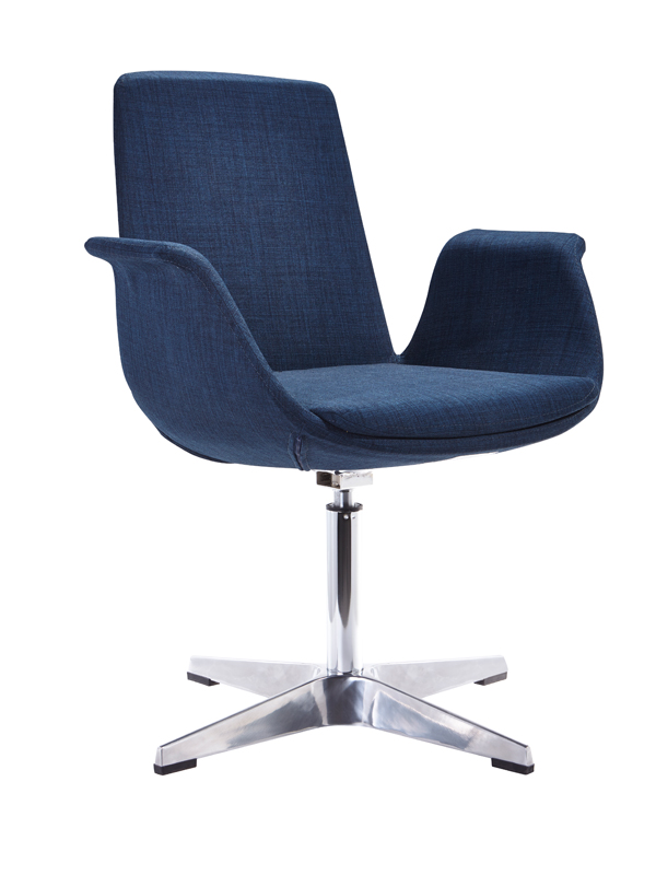 35" Blue Fabric Polyester and Aluminum Accent Chair