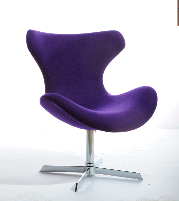 33" Purple Fabric Polyester and Wool Lounge Chair