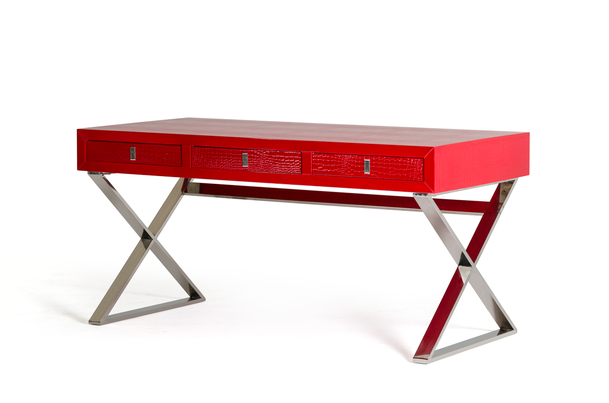 21" Red Crocodile MDF and Steel Desk