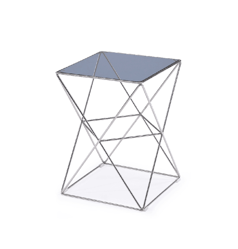 22" Glass and Stainless Steel End Table