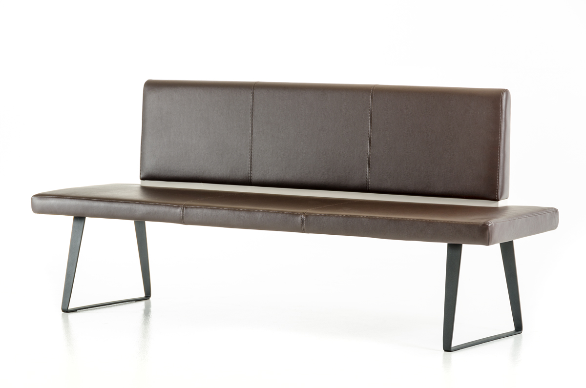 35" Brown Leatherette and Metal Dining Bench