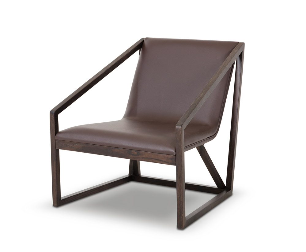 29" Brown Eco-Leather Lounge Chair