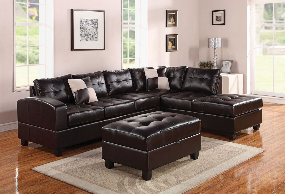 38" X 26" X 18" Espresso Bonded Leather Match Ottoman With Storage