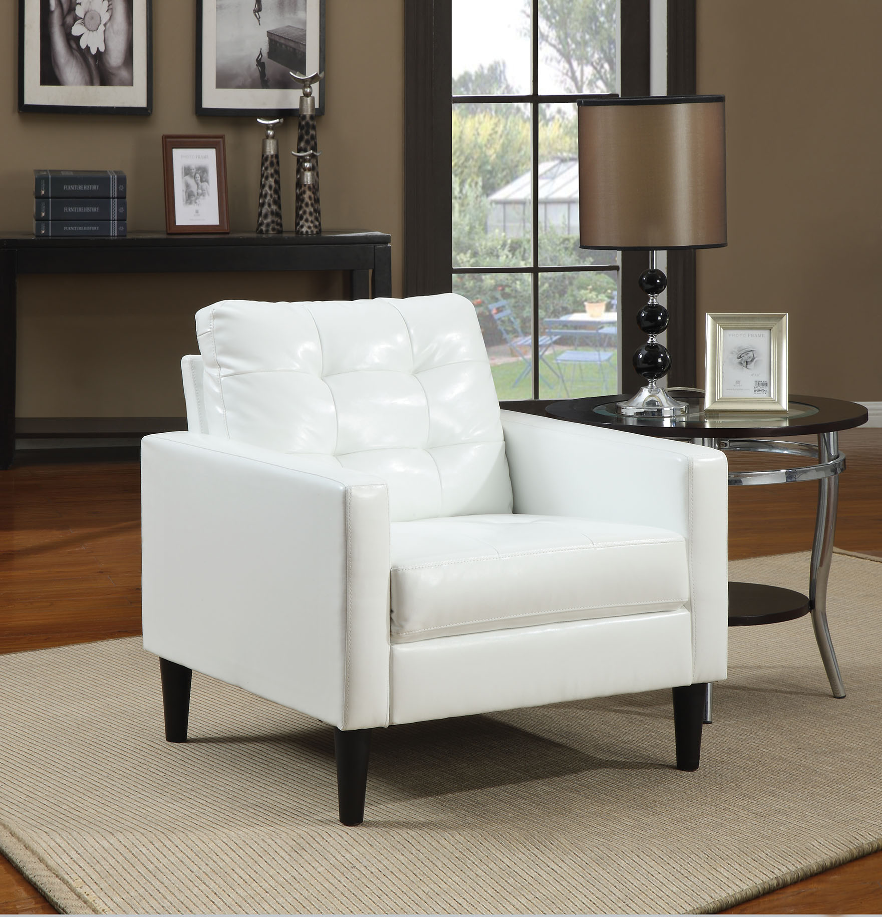 30" X 30" X 33" White Accent Chair