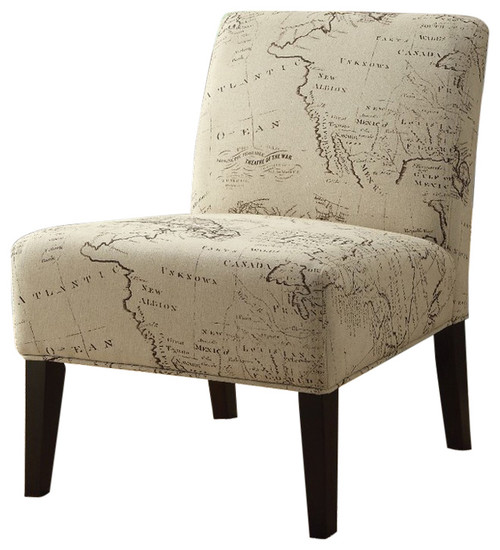 30" X 23" X 33" Fabric And Espresso Accent Chair