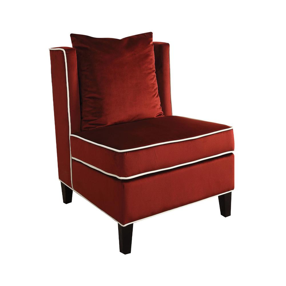 29" X 32" X 39" Red Velvet Leatherette Accent Chair
