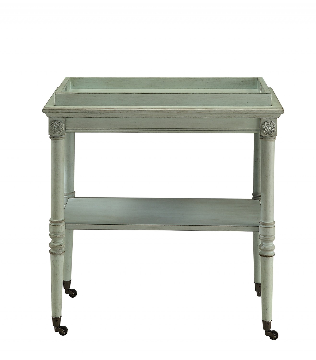 30" X 18" X 32" Antique Green Mdf Tray Table