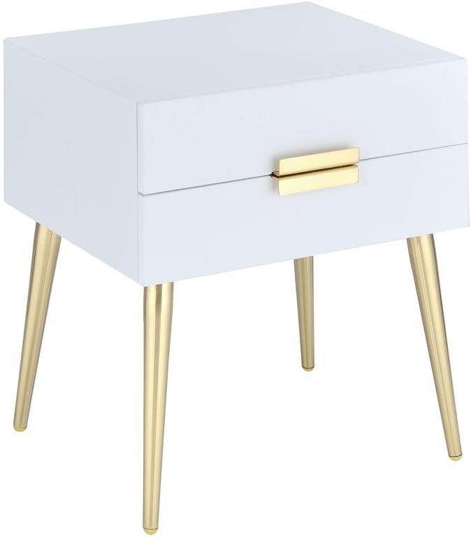 20" X 16" X 24" White And Gold Metal End Table