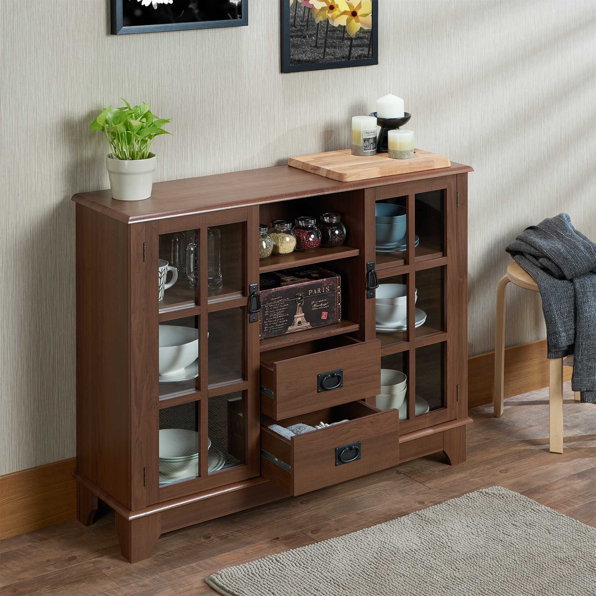 42" X 12" X 32" Walnut Mdf Cabinet