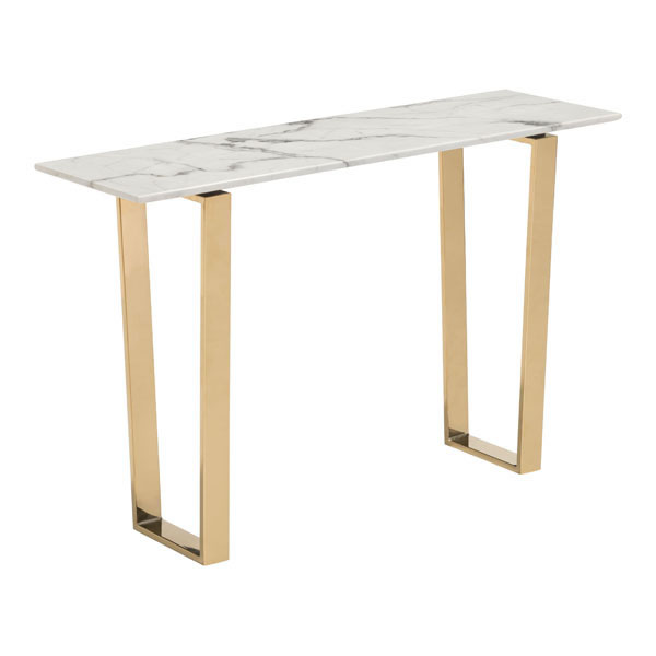 47.2" X 14.2" X 30.3" Stone And Gold Atlas Console Table
