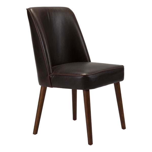 20.5" X 23.6" X 35.4" Brown Leatherette Toon Wood Dining Chair