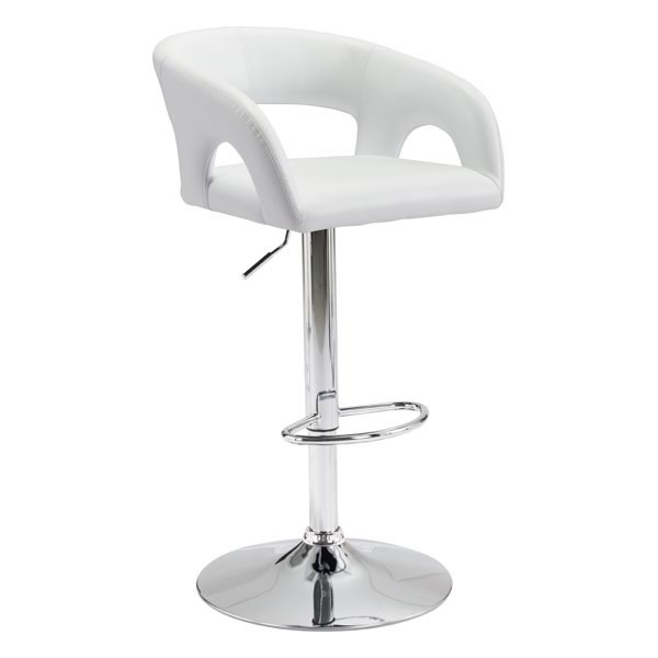 20.5" X 19.3" X 41" White Leatherette Chromed Steel Bar Chair