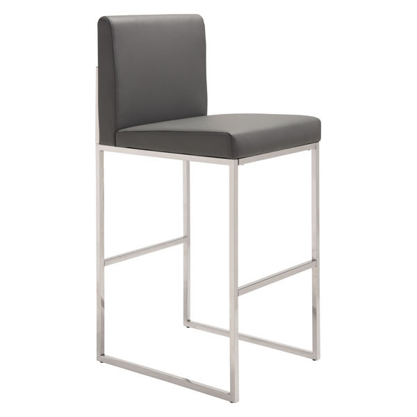 18.7" X 21.9" X 42.9" Gray Leatherette Barstool