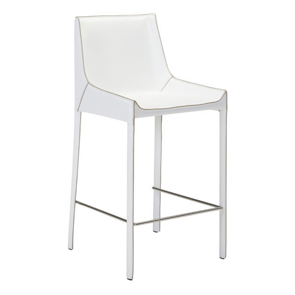 18.1" X 20.5" X 39" 2 Pcs White Recycled Leather Metal Bar Chair