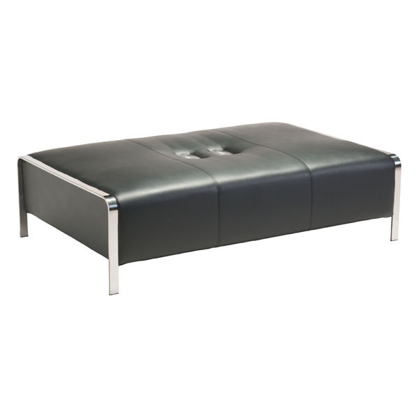 60.5" X 38" X 16" Black Leatherette Ottoman