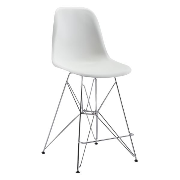 19" X 20.3" X 39" White Polypropylene Counter Chair