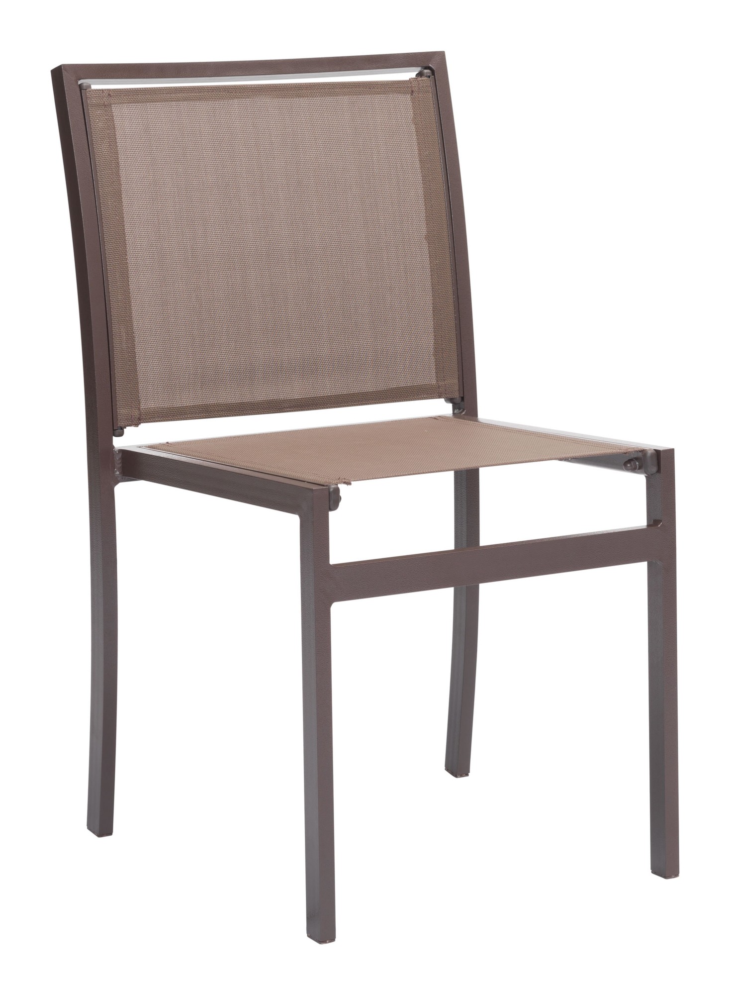 19" x 23.5" x 33.5" Brown, Mesh, Powder Coated Aluminum, Dining Chair - Set of 2