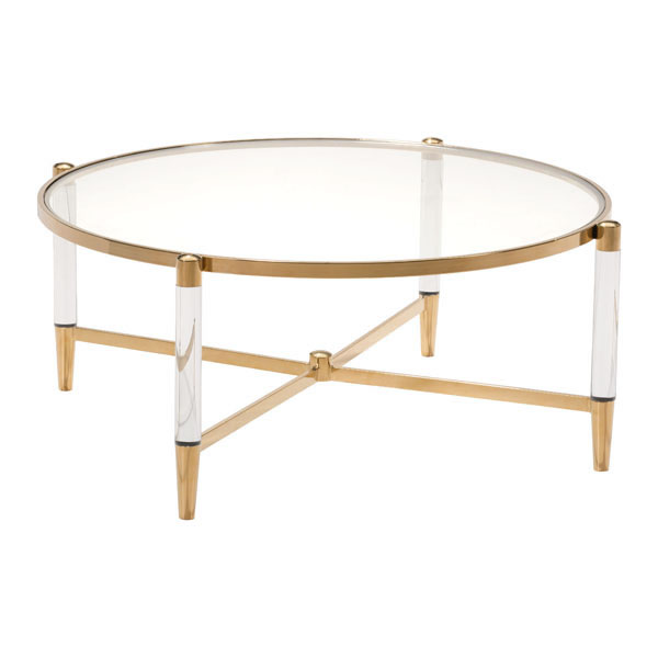 39.4" X 39.4" X 17.7" Mirrored Circular Coffee Table