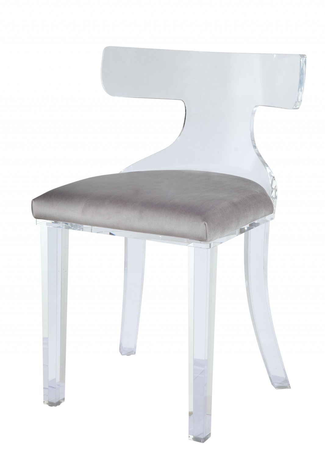 20" X 18" X 31" Gray Velvet And Clear Acrylic Accent Chair
