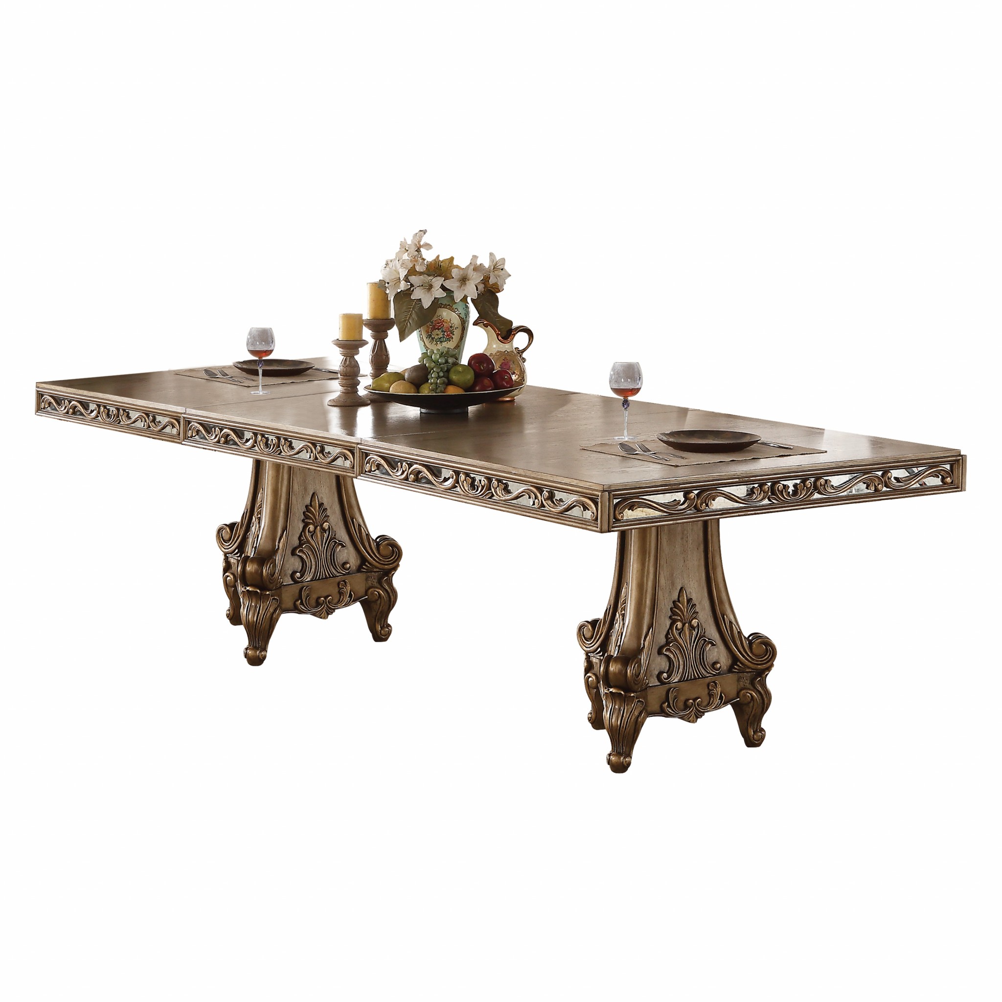 78-114" X 44" X 30" Antique Gold Dining Table
