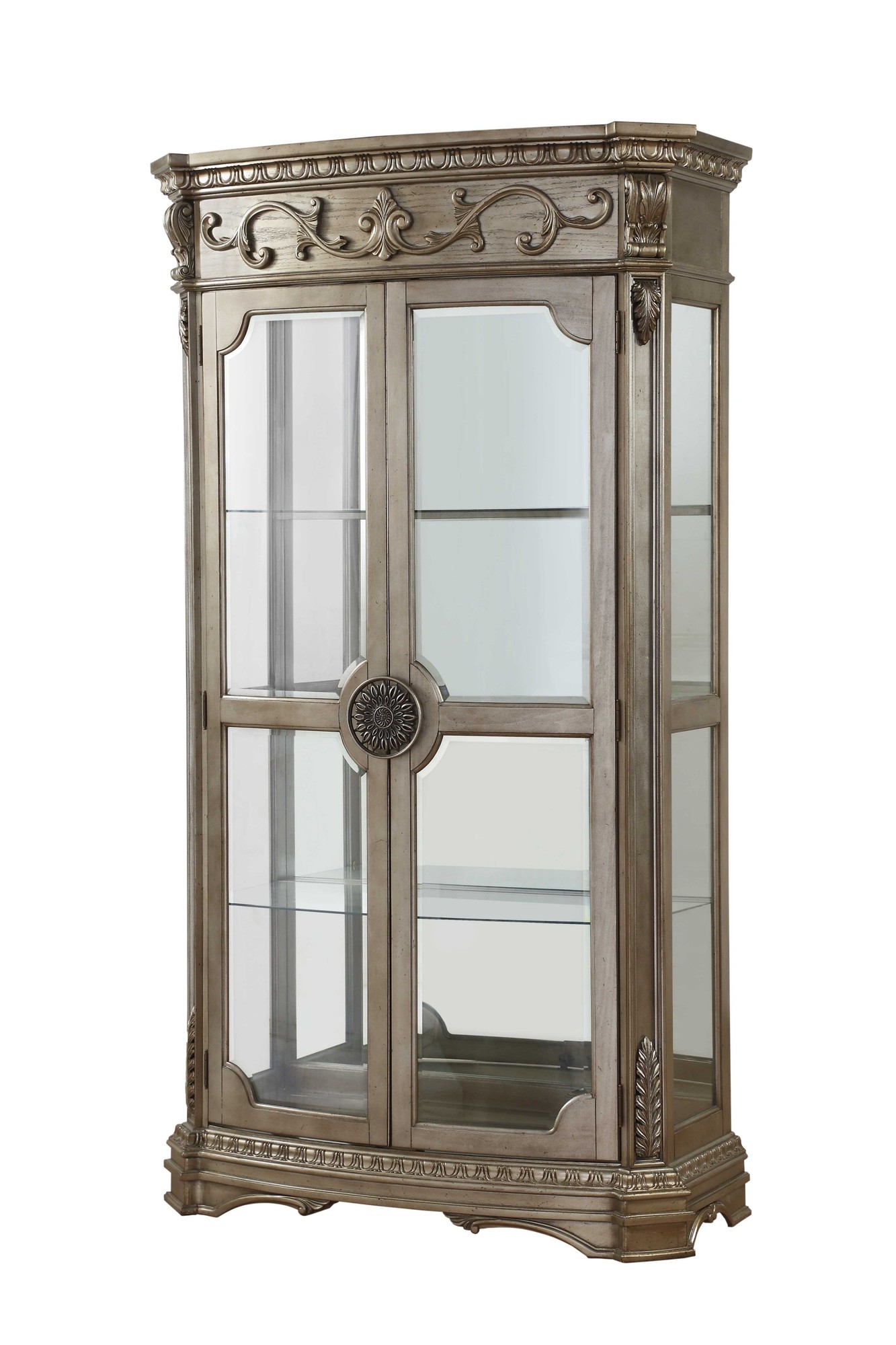 47" X 21" X 84" Antique Champagne Curio Cabinet