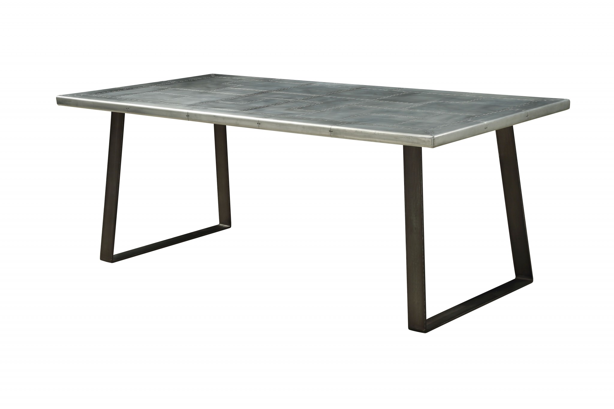 78" X 40" X 30" Aluminum And Gunmetal Dining Table