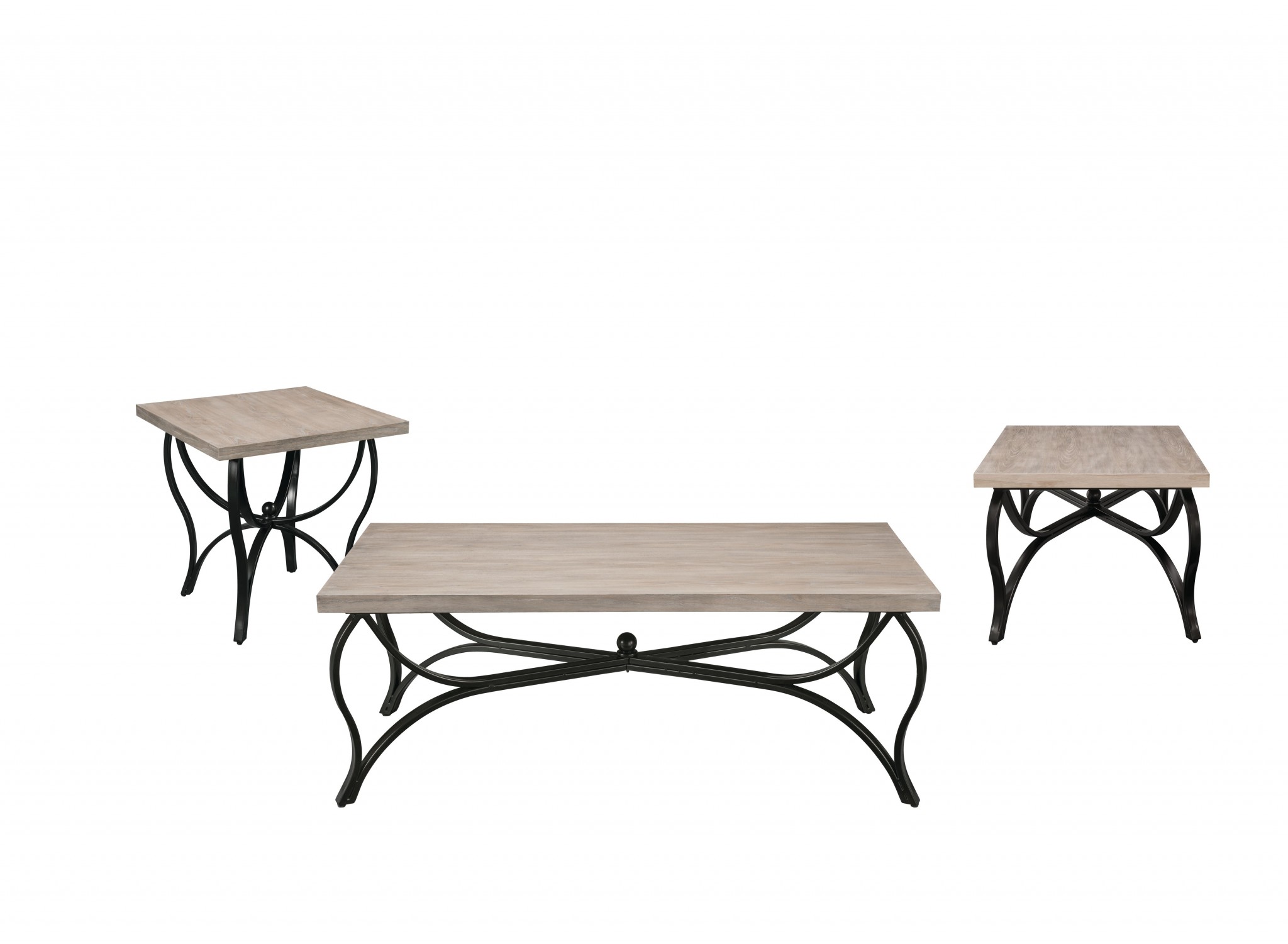 48" X 24" X 19" 3pc Gray Oak And Black Coffee And End Set