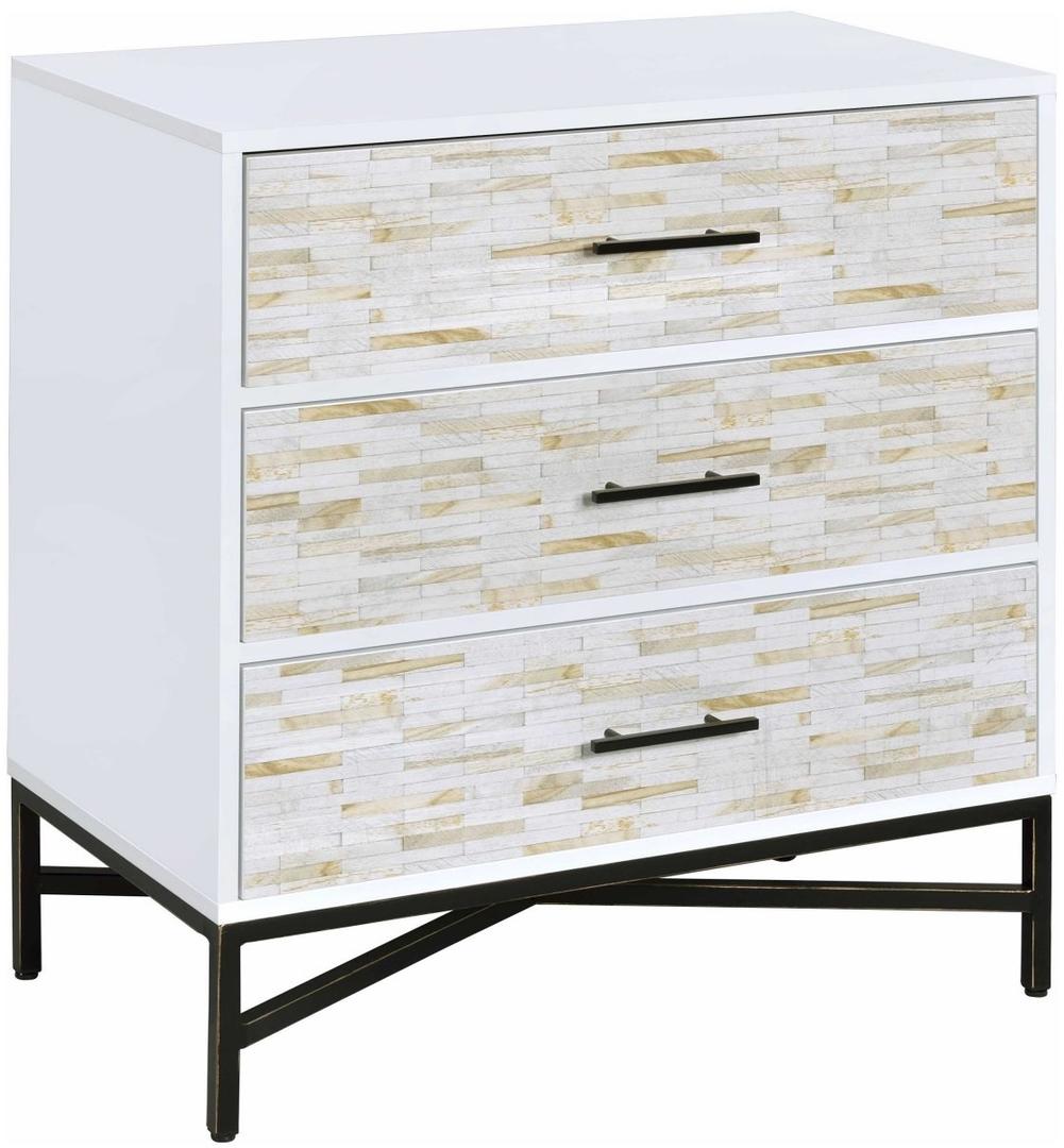 32" X 19" X 33" White & Weathered Wood Pattern Nightstand