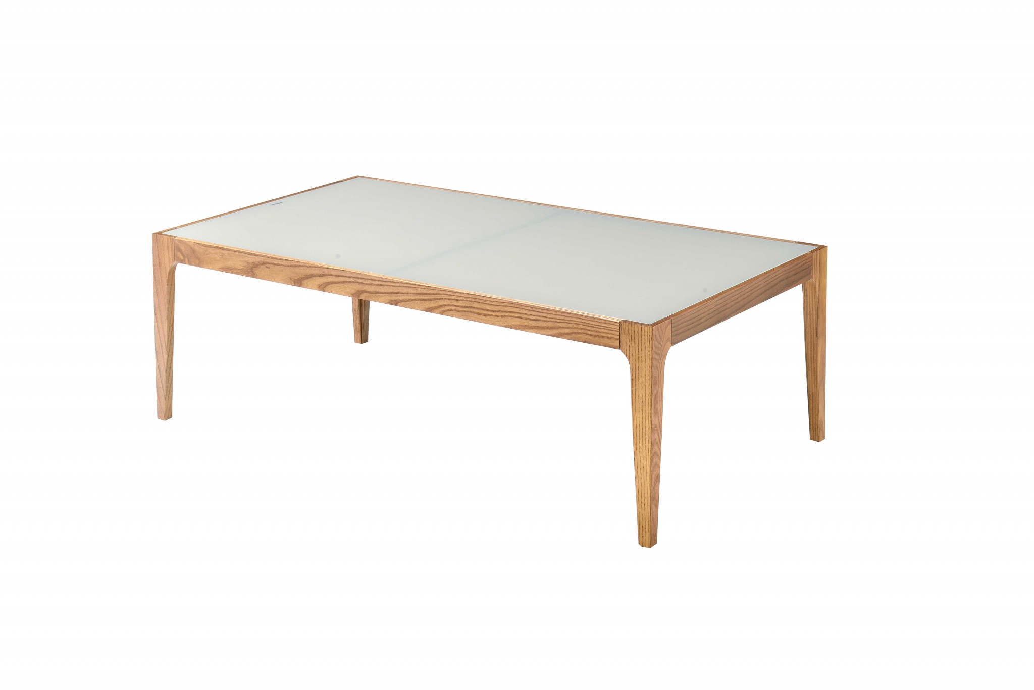 43" X 24" X 15" Natural And Frost Glass Coffee Table
